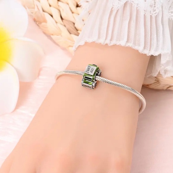 Green and Silver Jeep Charm 925 Sterling Silver - Picture 6 of 13